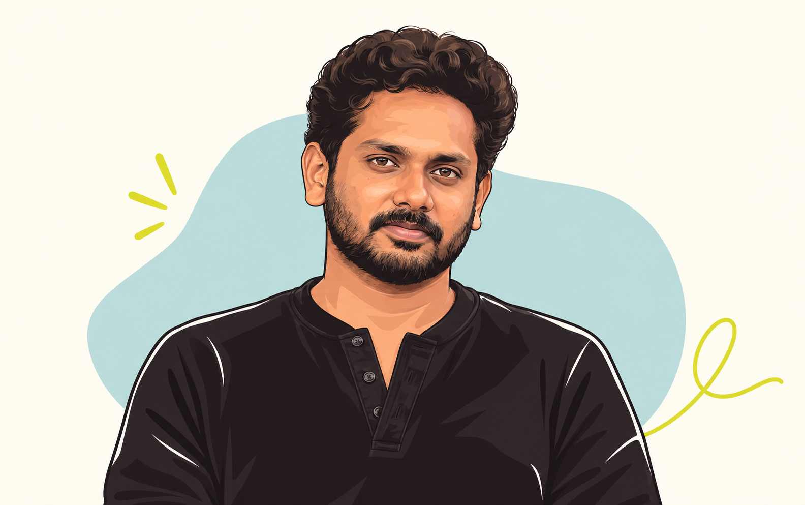 Illustrated portrait of Sudhakaran S D, founder of Tira